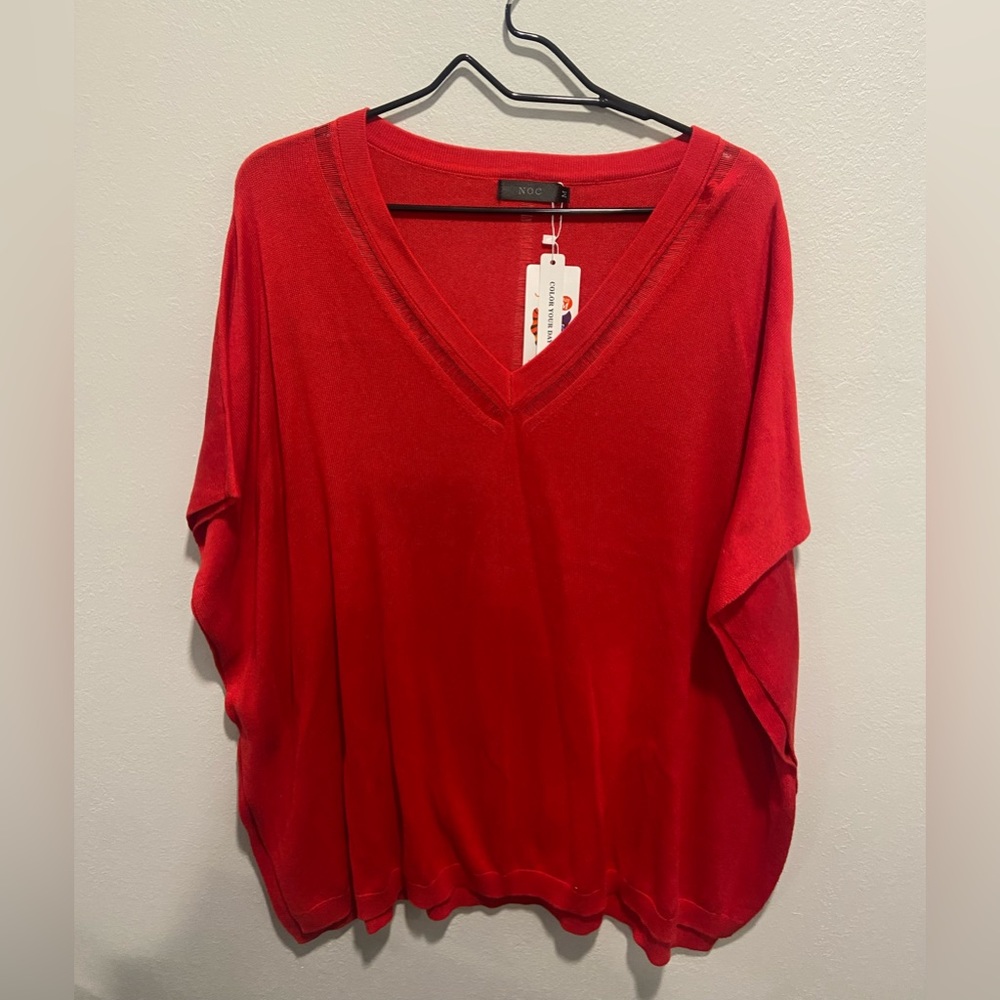 NWT - Not Only Chic - Red Ponchi - Size Medium